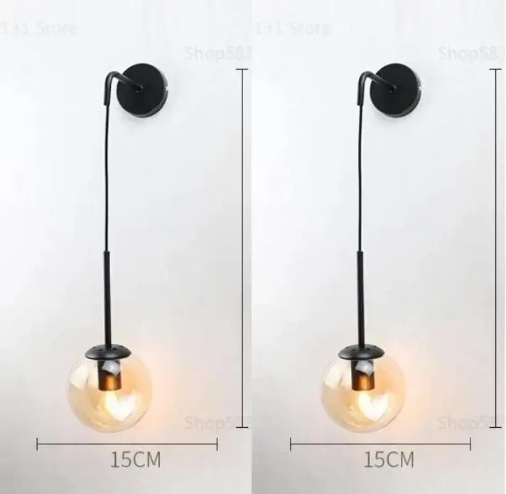 Black metal wall light with hanging glass globe bulb modern brass glass ball led wall light for bedroom decorbites glass ball