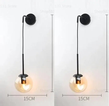 Black metal wall light with hanging glass globe bulb modern brass glass ball led wall light for bedroom decorbites glass ball