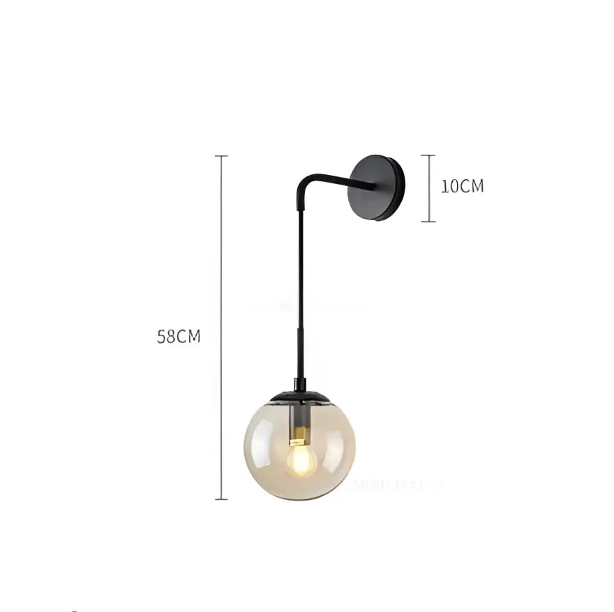 Black metal wall light with a spherical smoked glass globe for modern brass glass ball led bedroom decorbites glass ball