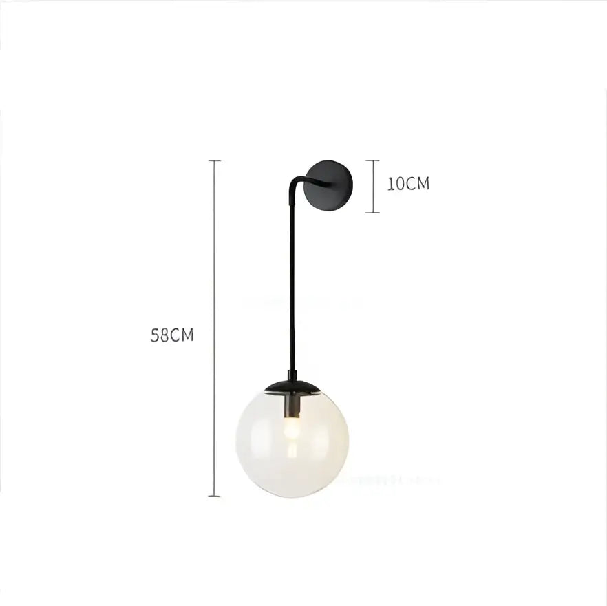 Black metal wall light with frosted glass ball led globe for modern bedroom decorbites glass ball sconce