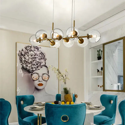 Modern brass glass ball pendant light with clear globe bulbs ideal for kitchen decor pendant lights decorbites glass ball