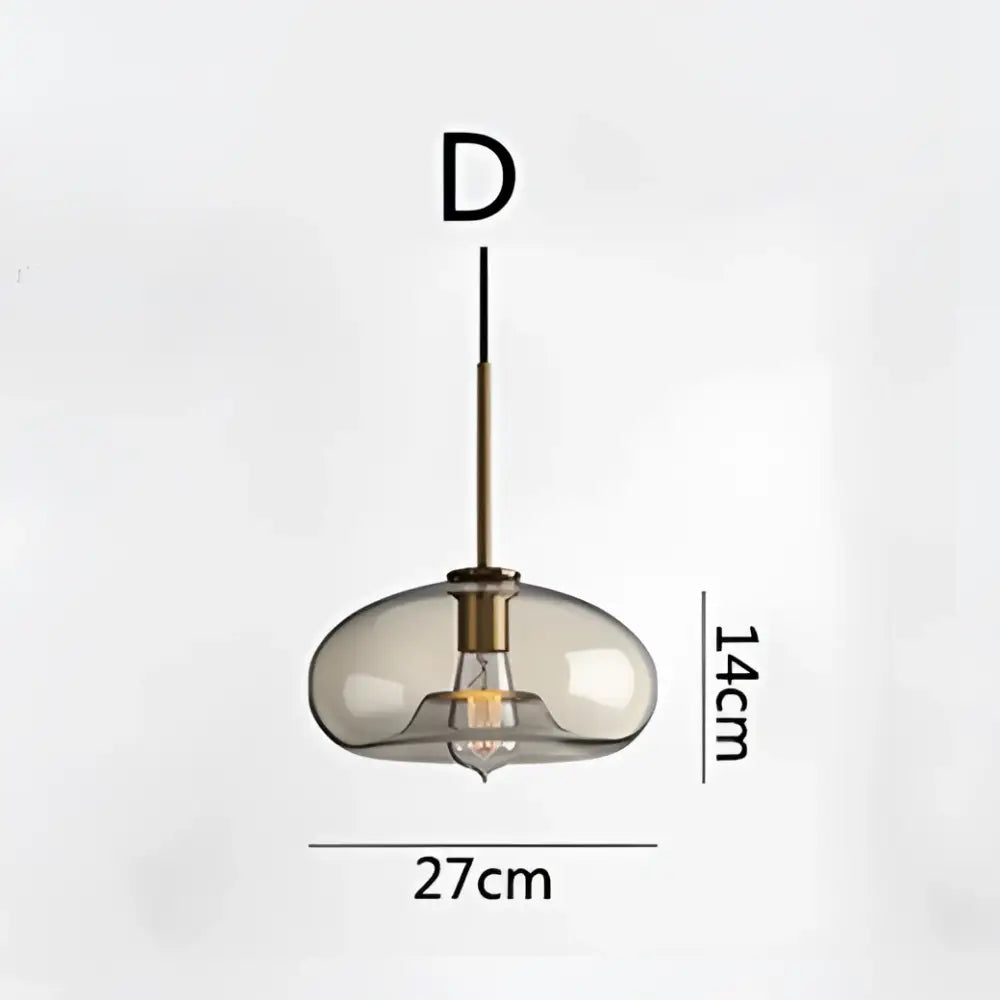 Modern brass glass chandelier dining room pendant light with translucent smoke glass shade and brass-finished hardware