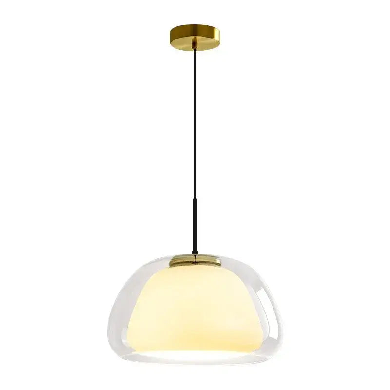 Modern brass glass jelly pendant lamp with clear glass dome and brass accents for dining room decorbites pendant lamp