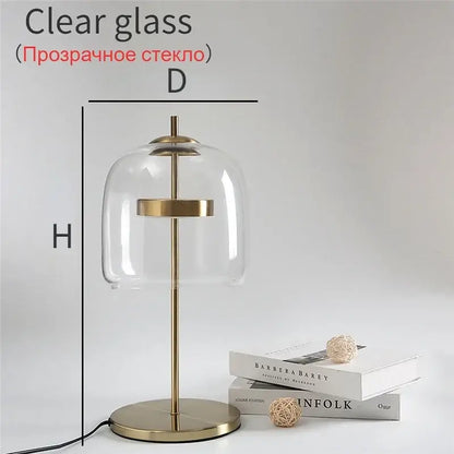 Modern brass glass lampshade led table lamp with clear dome and metal base ideal for bedroom decor by decorbites glass lampshade