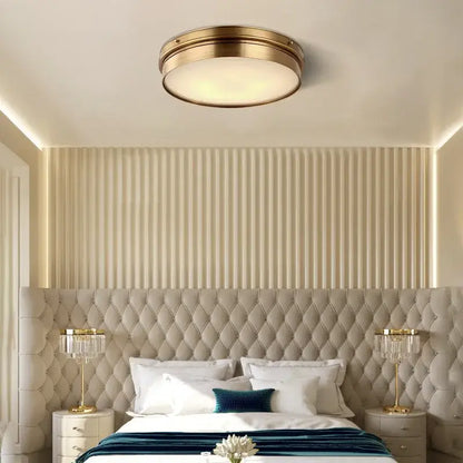 Modern brass led ceiling light with frosted glass diffuser by decorbites ideal for living room ceiling lights decor