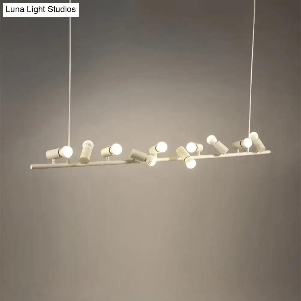 Modern white metal island lamp pendant light fixture with adjustable spotlight heads and maximum bulb wattage for dining room