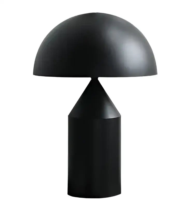 Modern brass mushroom metal led table lamp in black matte finish with cylindrical base for bedroom night light decorbites atollo metal