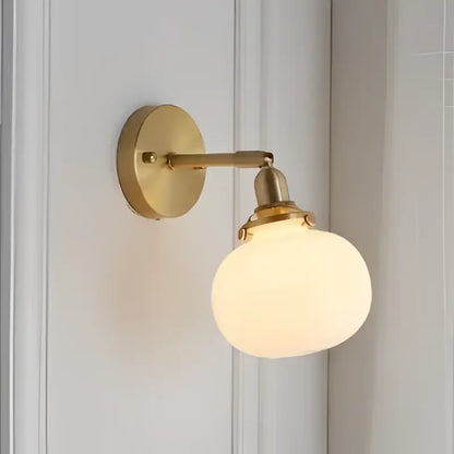 Modern brass ribbed glass ball wall sconce with gold-toned finish and frosted glass globe for bedroom decorbites glass ball lighting