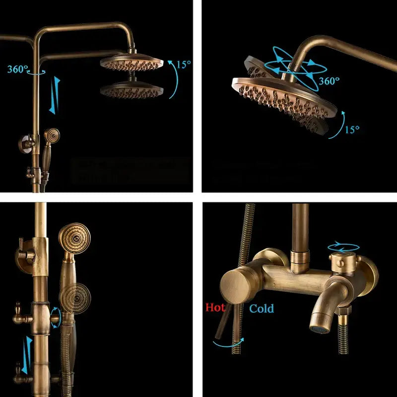 Modern brass shower set featuring a dual-layer rainhead handheld sprayer and separate hot cold control valve decorbites brass shower