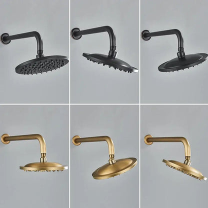Modern brass square rainfall shower faucet set with black and gold matte shower faucet set and curved arms