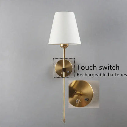 Modern brass wall sconce with white tapered lampshade decorbites gold touch gold touch led for dining room decor