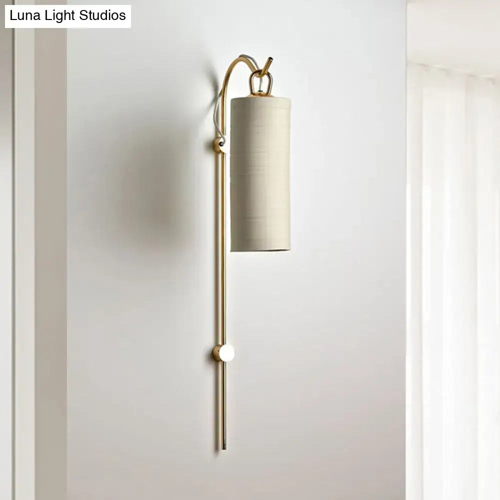 Modern brass and white wall sconce with direct wired electric setup 220v-240v for living room lighting