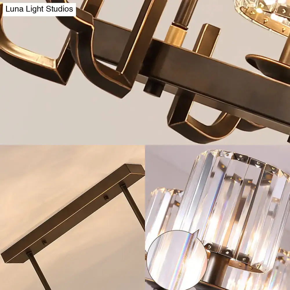 Modern bronze 3-light crystal island pendant with bronze finish gold accents for dining room 220v-240v 110v-120v use