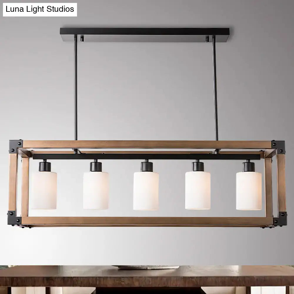Decorbites™ black traditional dining room pendant light with rustic wood frame milky glass shades 220v-240v 110v-120v