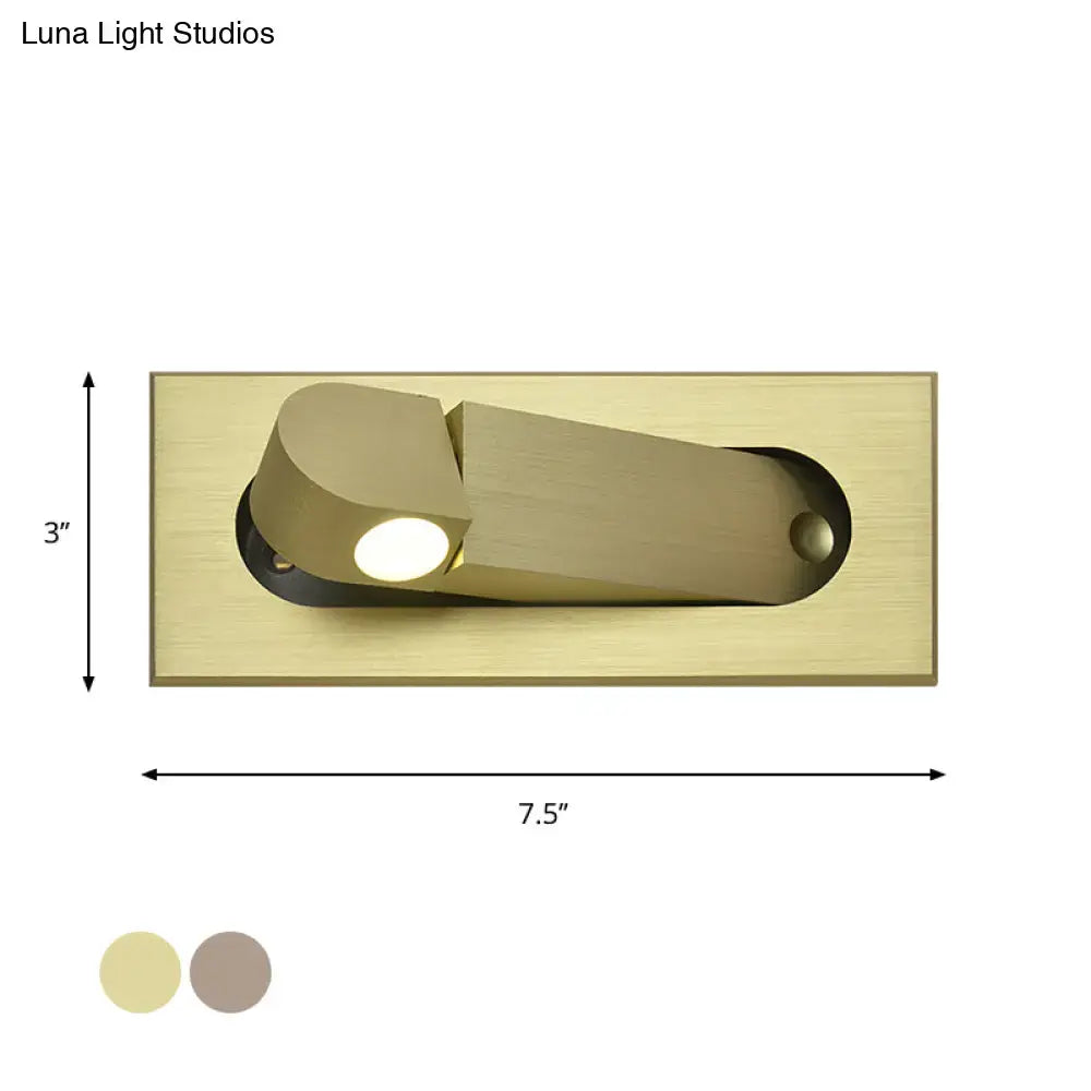 Modern bronze coffee rectangular wall lamp with brass finish, integrated led bulb, and natural warm light for bedroom