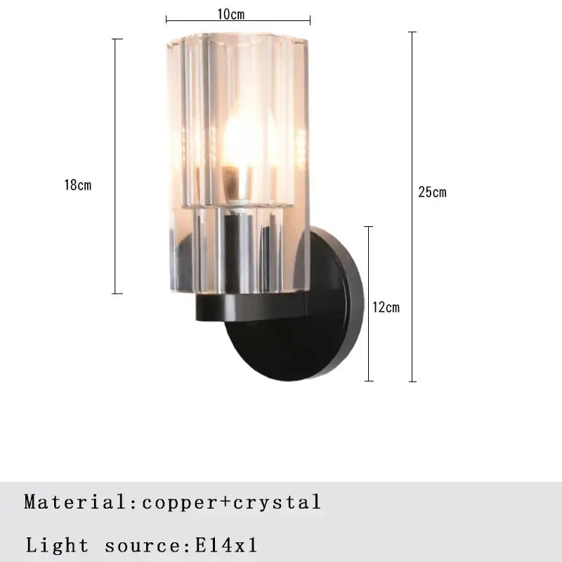 Modern wall lamp with bronze copper crystal shade and black base for bedroom lighting decorbites bronze copper style