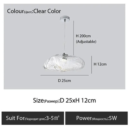 Modern bronze glass cloud chandelier pendant lamp with clear glass shade chrome ceiling mount and adjustable chain