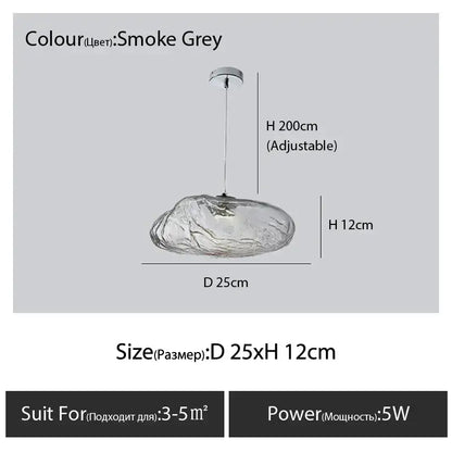 Smoke grey glass cloud chandelier pendant lamp with textured design and adjustable height for modern decorbites decor