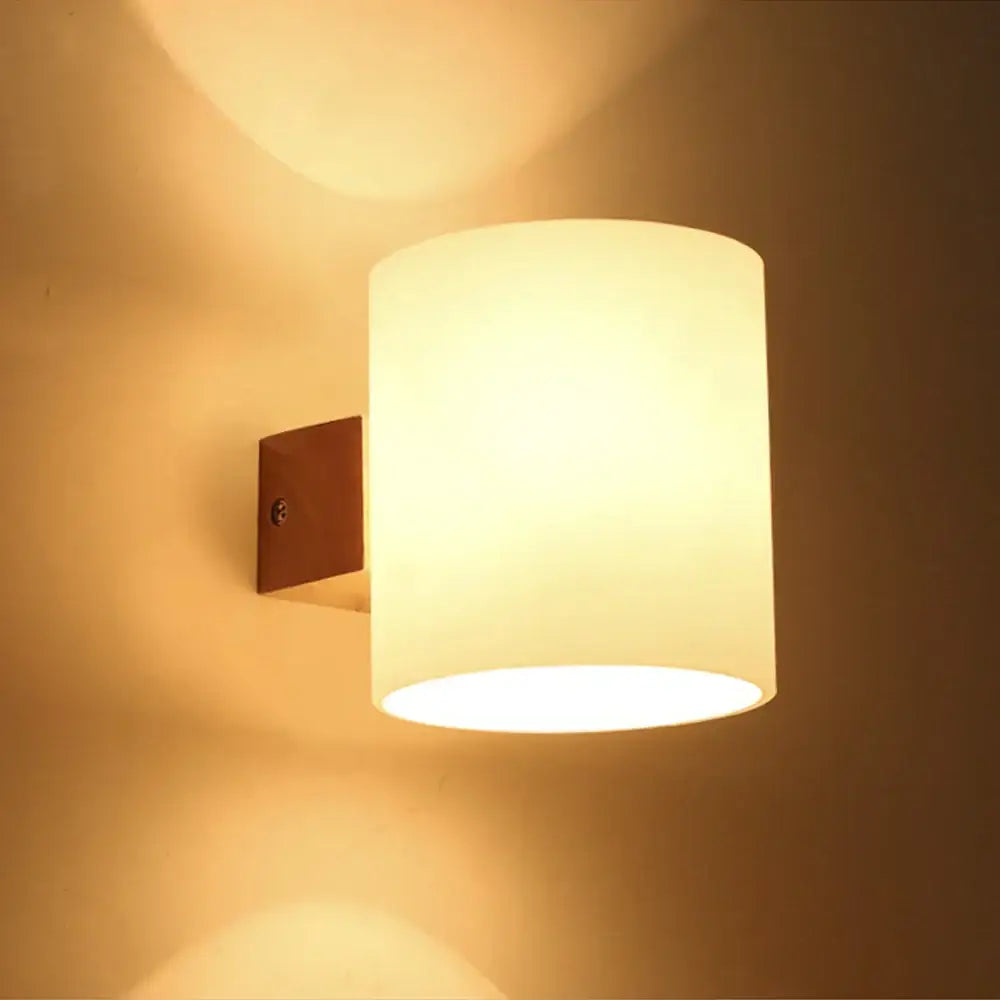 Modern bronze led wooden wall sconce with frosted glass shade and matte bronze bracket for bedroom decorbites led wooden wall