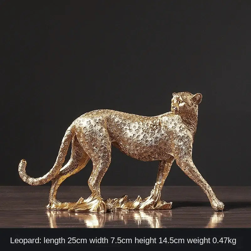 Modern bronze leopard statue with intricate spotted texture and sleek lifelike stance decorbites leopard statue