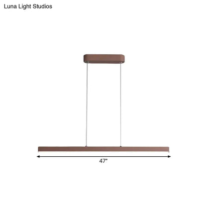 Decorbites modern 47-inch metal island LED pendant lamp in brown with sleek bronze frame and warm white light suspension