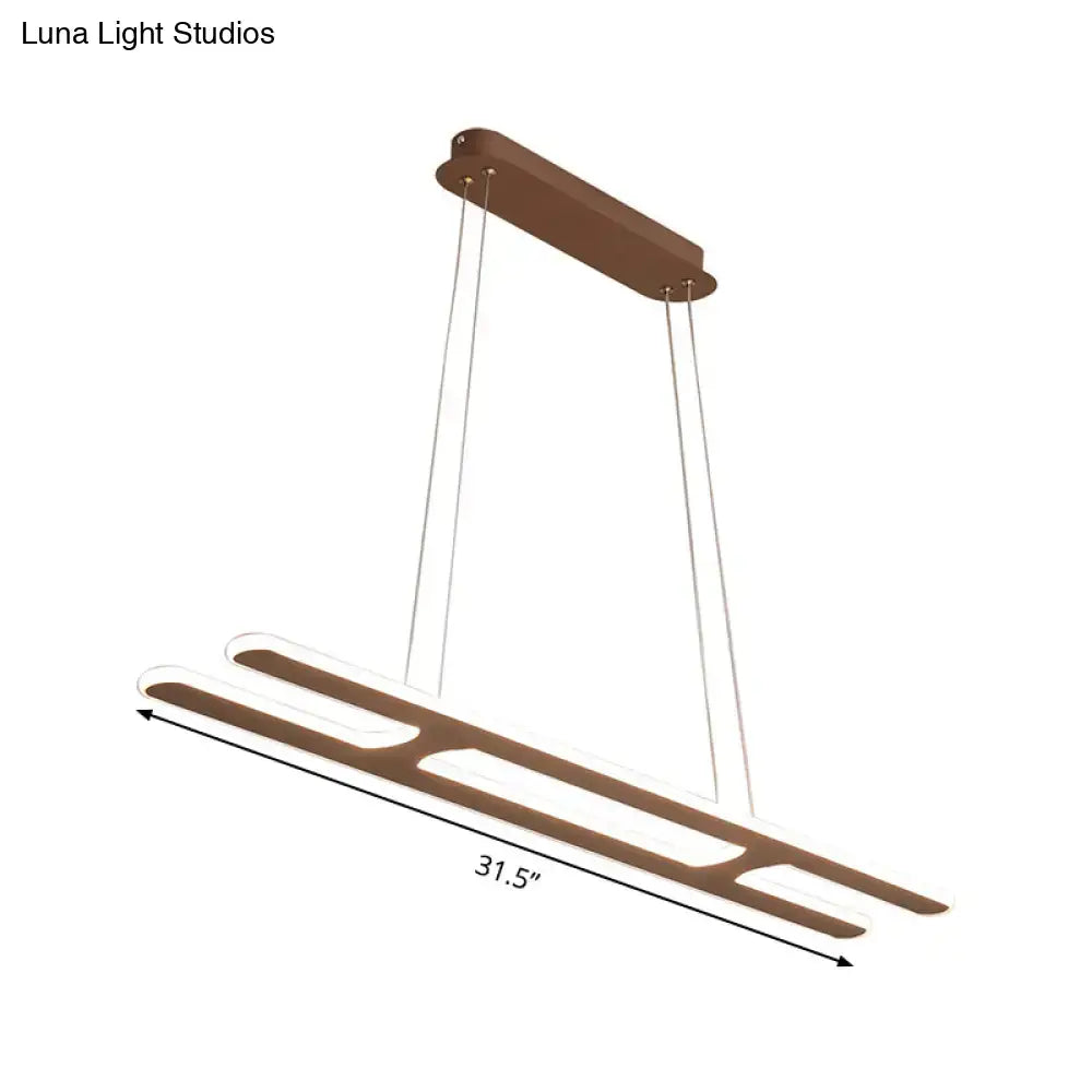 Modern bronze rectangular pendant light with integrated led white light and bulb included for kitchen use