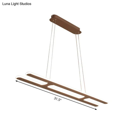 Modern bronze rectangular pendant light with integrated led white light and bulb included for kitchen use