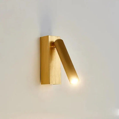Modern bronze wooden led wall light with gold-finished adjustable arm and minimalist design for bedroom decorbites led wall use