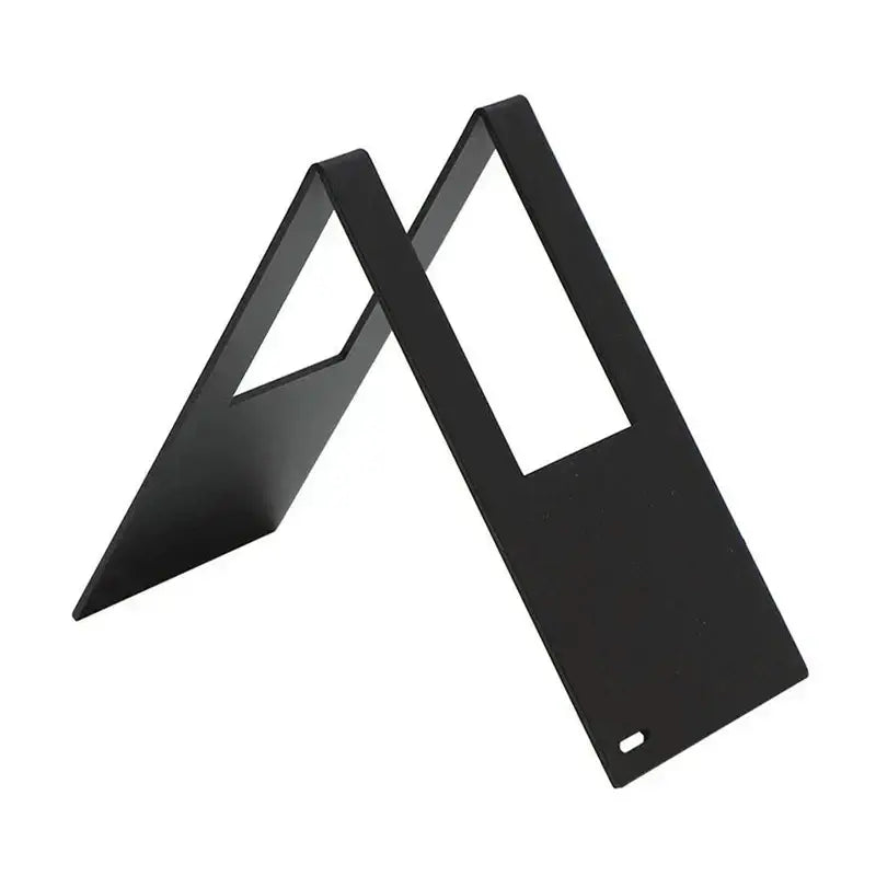 Black metal a-frame bookend with sleek minimalist design suitable as a decorbites coffee filter holder or filter holder