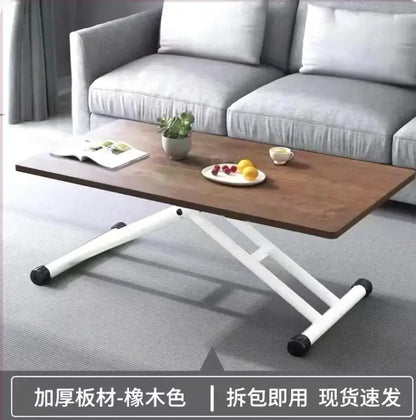 Modern brown wood adjustable coffee table with white metal legs and black rubber feet for living room decorbites adjustable coffee table