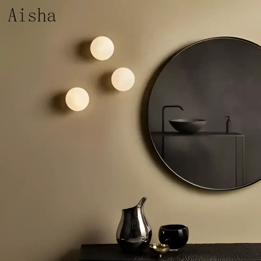 Modern brushed brass wall lamps featuring three frosted golden glass ball sconces ideal for bedroom decorbites golden glass