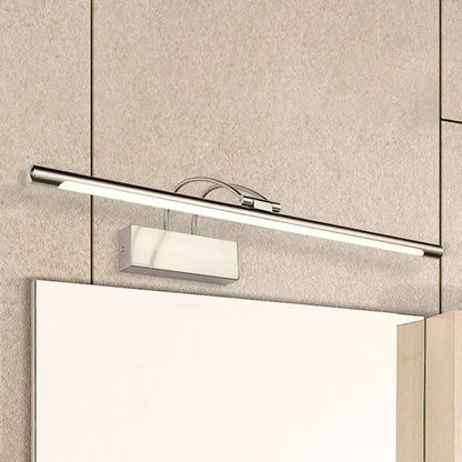 Modern brushed brass led wall light with chrome-finished rectangular mirror light and integrated white diffuser