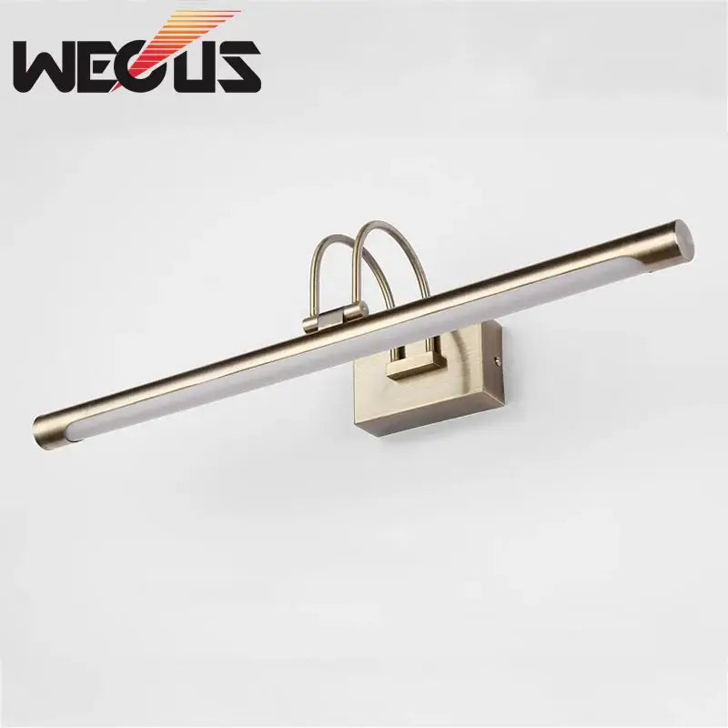 Modern brushed bronze led vanity light with sleek elongated design and curved support arms for bathroom decorbites brushed bronze