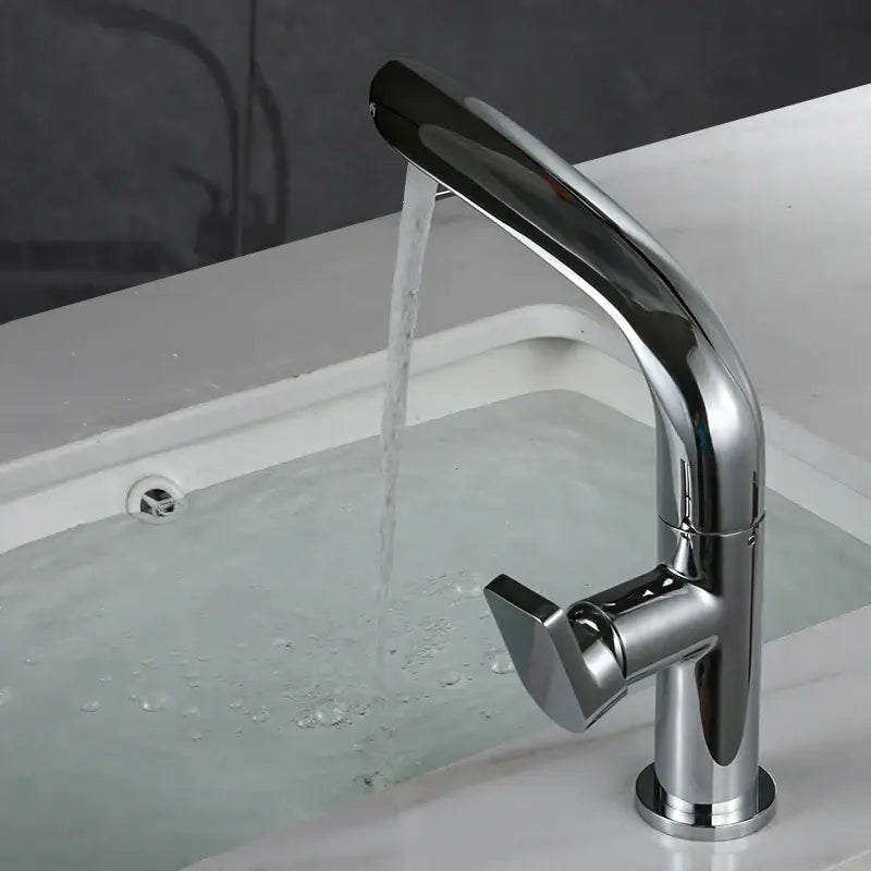 Modern brushed gold basin faucet with sleek curved spout and angular handle decorbites brushed gold mixer tap