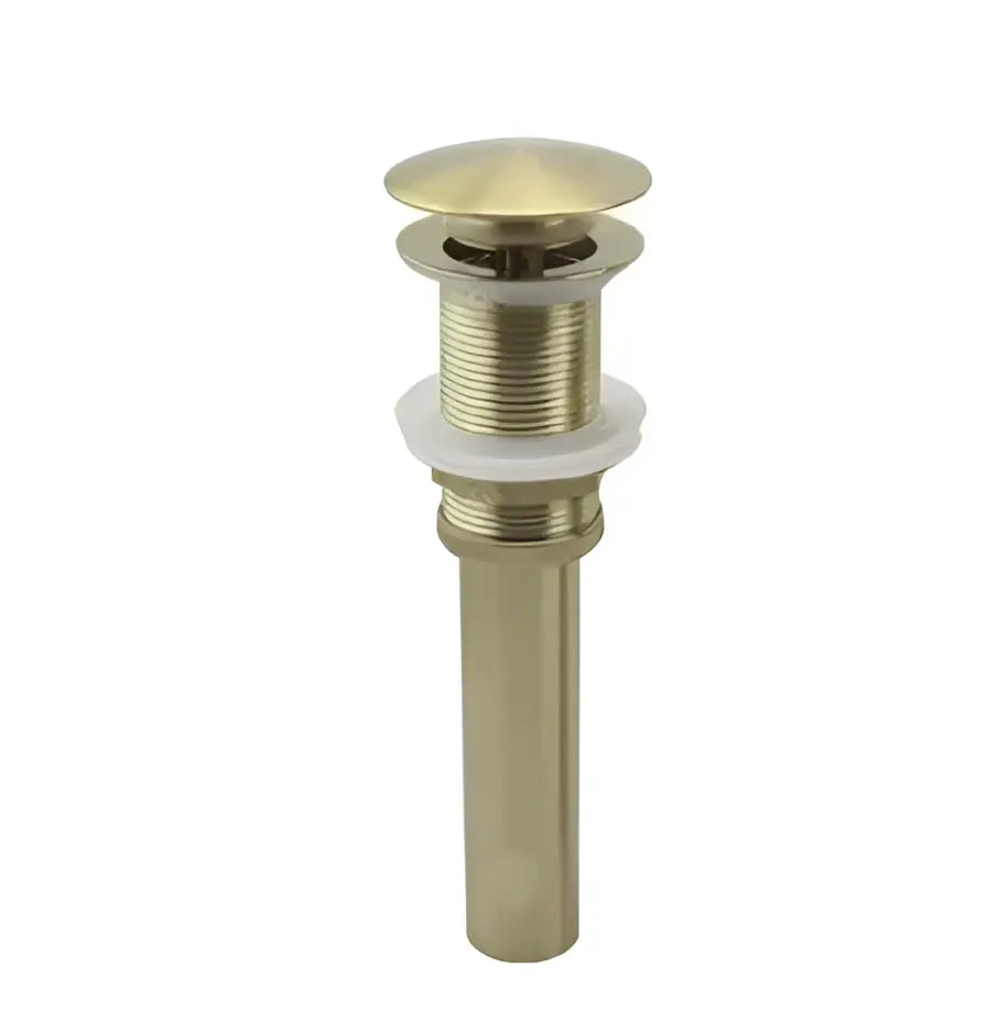 Modern brushed gold basin faucet bathroom mixer tap featuring gold-colored brushed brass sink drain with rounded top
