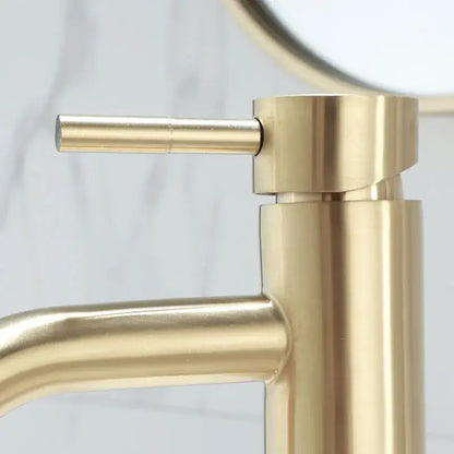 Modern brushed gold basin faucet with sleek minimalist design and decorbites brushed gold metal finish for bathroom use