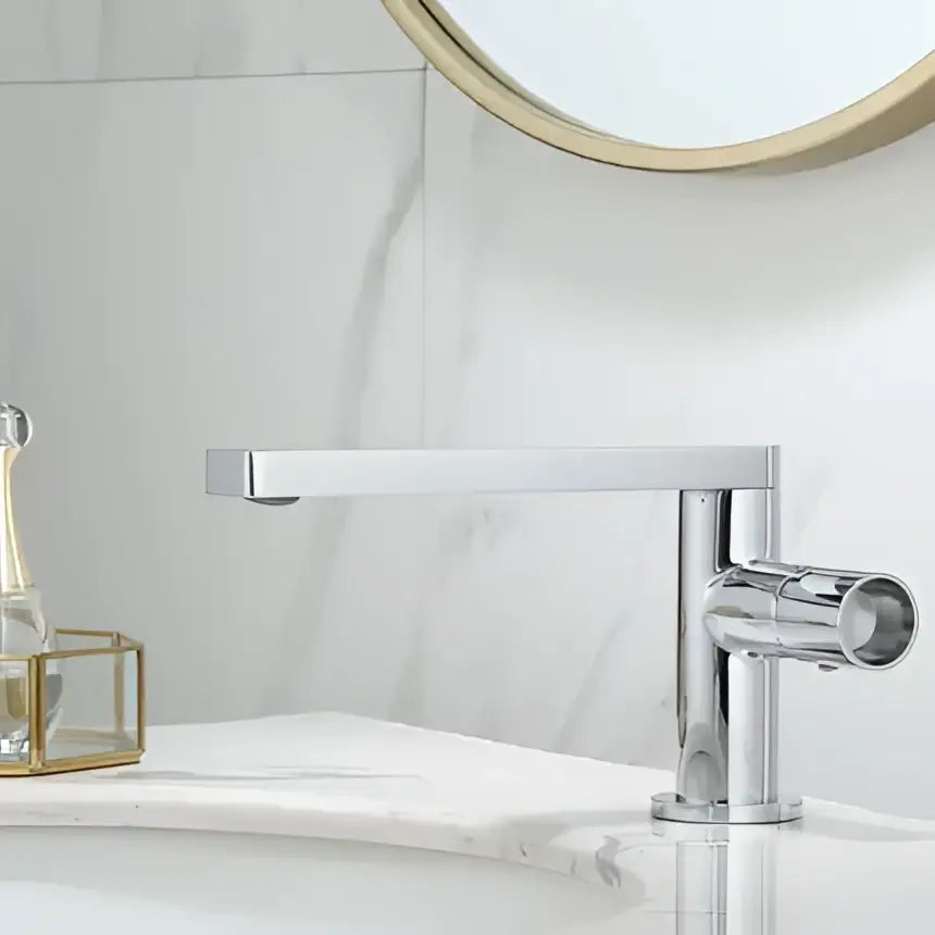 Modern brushed gold basin faucet with chrome finish single handle mixer tap by decorbites for bathroom use
