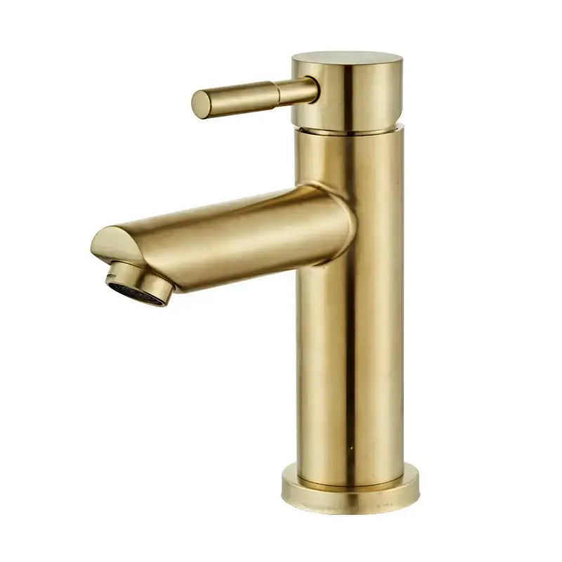 Modern brushed gold basin faucet with single handle mixer featuring a sleek minimalist design and brushed metal finish decorbites brushed gold