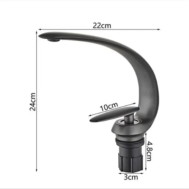 Modern black matte basin faucet with curved spout and single handle complements decorbites brushed gold bathroom sink fixture