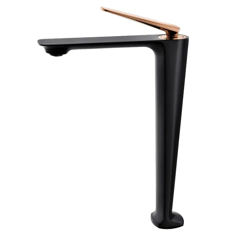 Modern brushed gold basin faucet with sleek black design and rose gold accents for decorbites brushed gold decor