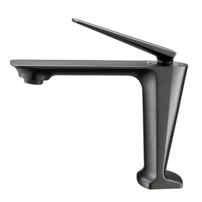Modern matte black faucet with sleek angular design and single lever handle for brushed gold basin decorbites bathroom sink tap