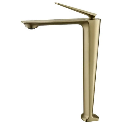 Modern brushed gold basin faucet with sleek minimalist design and tall slender spout for bathroom sink decorbites brushed gold