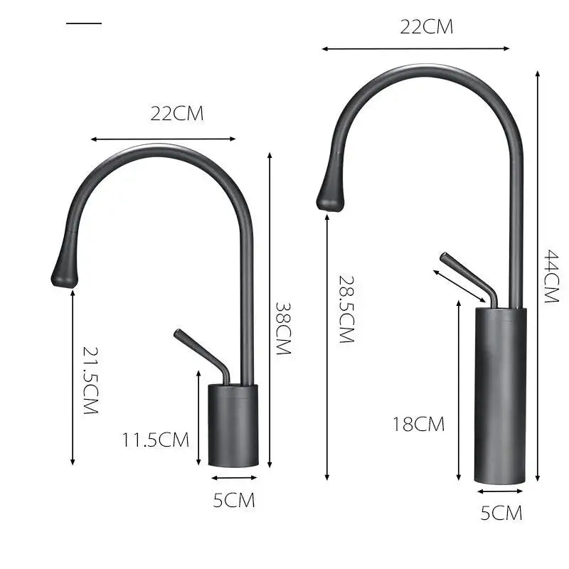 Modern matte black basin faucet with sleek curved spout and cylindrical base for decorbites brushed gold bathroom decor