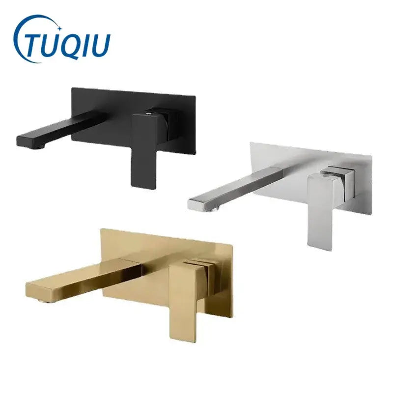 Modern brushed gold basin faucet set with black and brushed nickel wall-mounted faucets for bathroom mixer tap