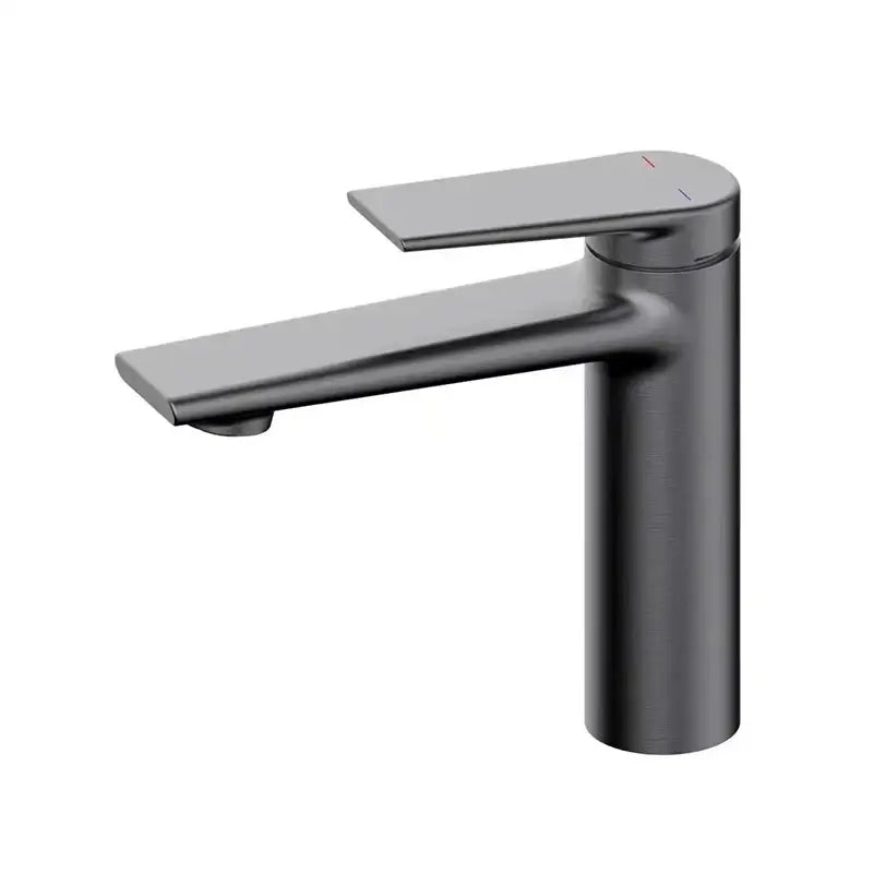 Modern matte black single-handle bathroom faucet with centerset deck-mounted design and high-quality ceramic valve for cold water