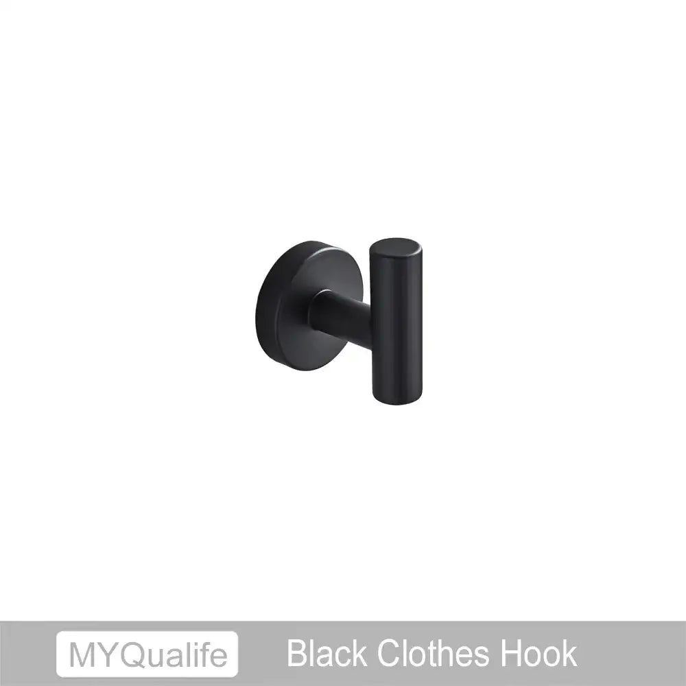 Black matte clothes hook with sleek modern design from decorbites brushed gold bathroom hardware set