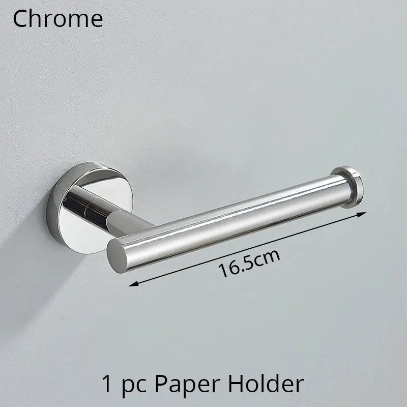 Modern brushed gold bathroom hardware set featuring a chrome finished metal toilet paper holder with sleek cylindrical design decorbites bathroom hardware