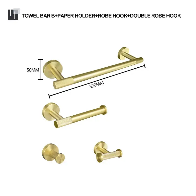 Modern brushed gold bathroom towel bar with sleek cylindrical design and brushed finish by decorbites brushed gold