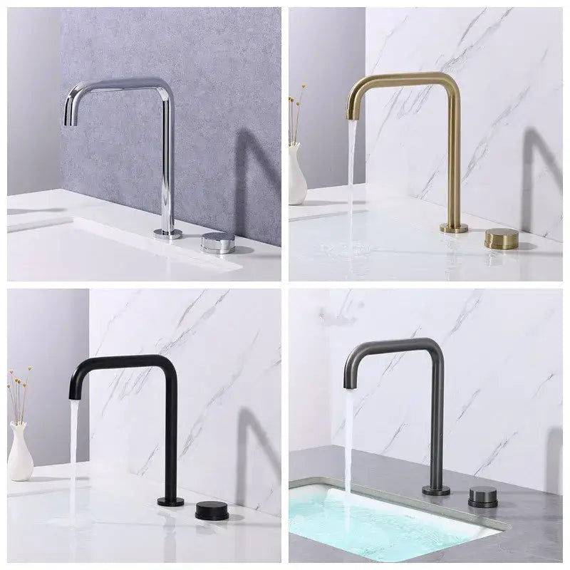 Modern brushed gold and black basin faucet with sleek curved spout in decorbites brushed gold finish for kitchen sink