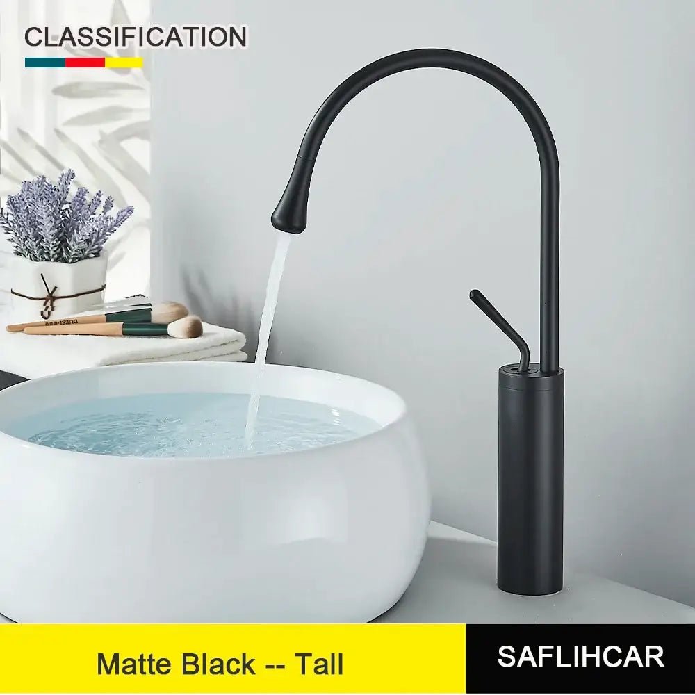 Modern brushed gold & black deck mounted basin tap kitchen faucet - Decorbites